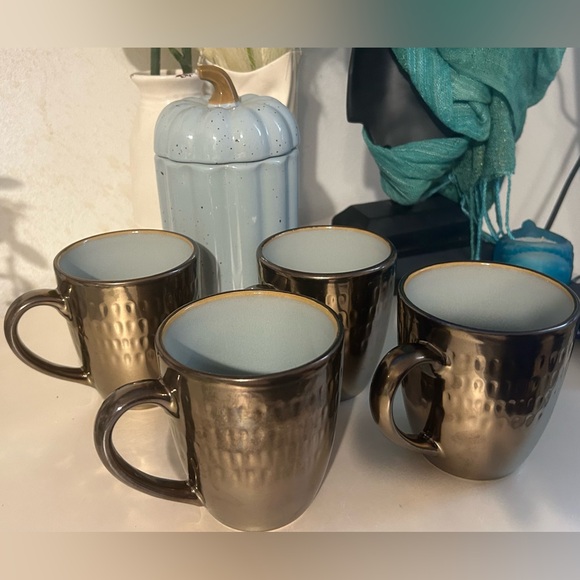 4 Food Network “Angelica” bronze, metallic mug with light blue inside. 4” - Picture 14 of 15